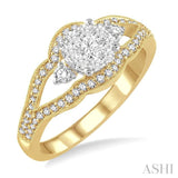 1/2 Ctw Round Cut Diamond Lovebright Ring in 14K Yellow and White Gold