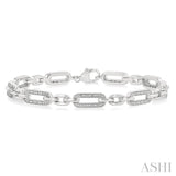 1/6 ctw Round Cut Diamond Paper Clip Bracelet in Silver