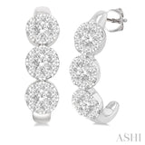 7/8 ctw Lovebright Round Cut Diamond Half Hoop Earring in 14K White Gold