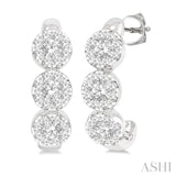 3 Stone Lovebright Diamond Half Hoop Earrings