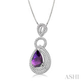 Pear Shape Gemstone & Diamond Pendant