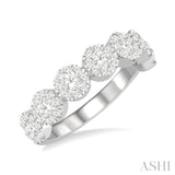 3/4 Ctw Jointed Circular Mount Lovebright Diamond Cluster Ring in 14K White Gold