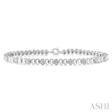 1/6 ctw Puffed Heart Plain and Round Cut Diamond Fashion Bracelet in Silver