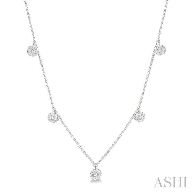 Round Diamond Station Necklace in 10K White Gold (1/4 ct. tw.)