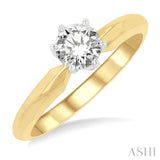 Round Cut Diamond Solitaire Ring in 14K Yellow Gold
